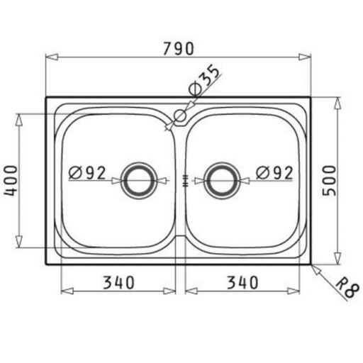 Chậu rửa bát inox BOSCH AMALTIA (79X50) 2B (107121001) 3 chau rua bat inox bosch amaltia 79x50 2b 107121001 1