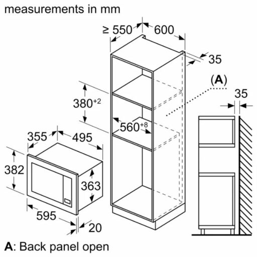 Kích thước lò vi sóng Bosch FEL053MS1M